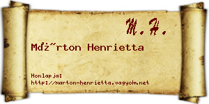 Márton Henrietta névjegykártya